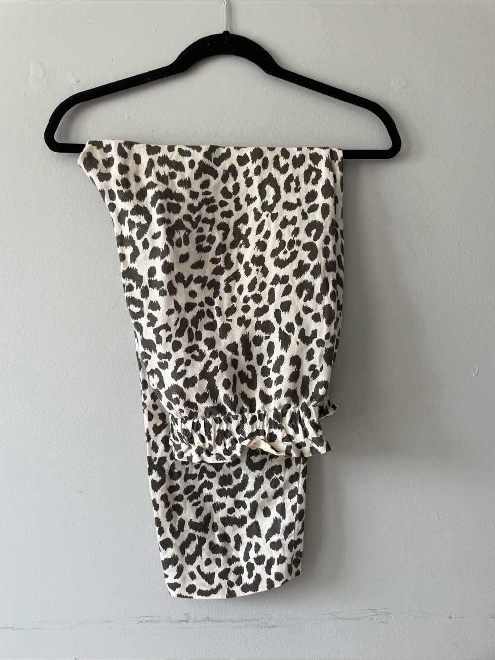 J. Crew Leopard Print Linen-Blend Paperbag Pants Cream & Brown - Picture 2 of 10